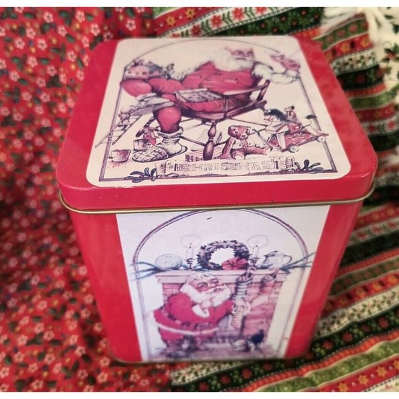 SET/3 Santa Tins, Square Graduating Tins, Santa in Toy Workshop, Santa Gifts - Picture 4 of 9
